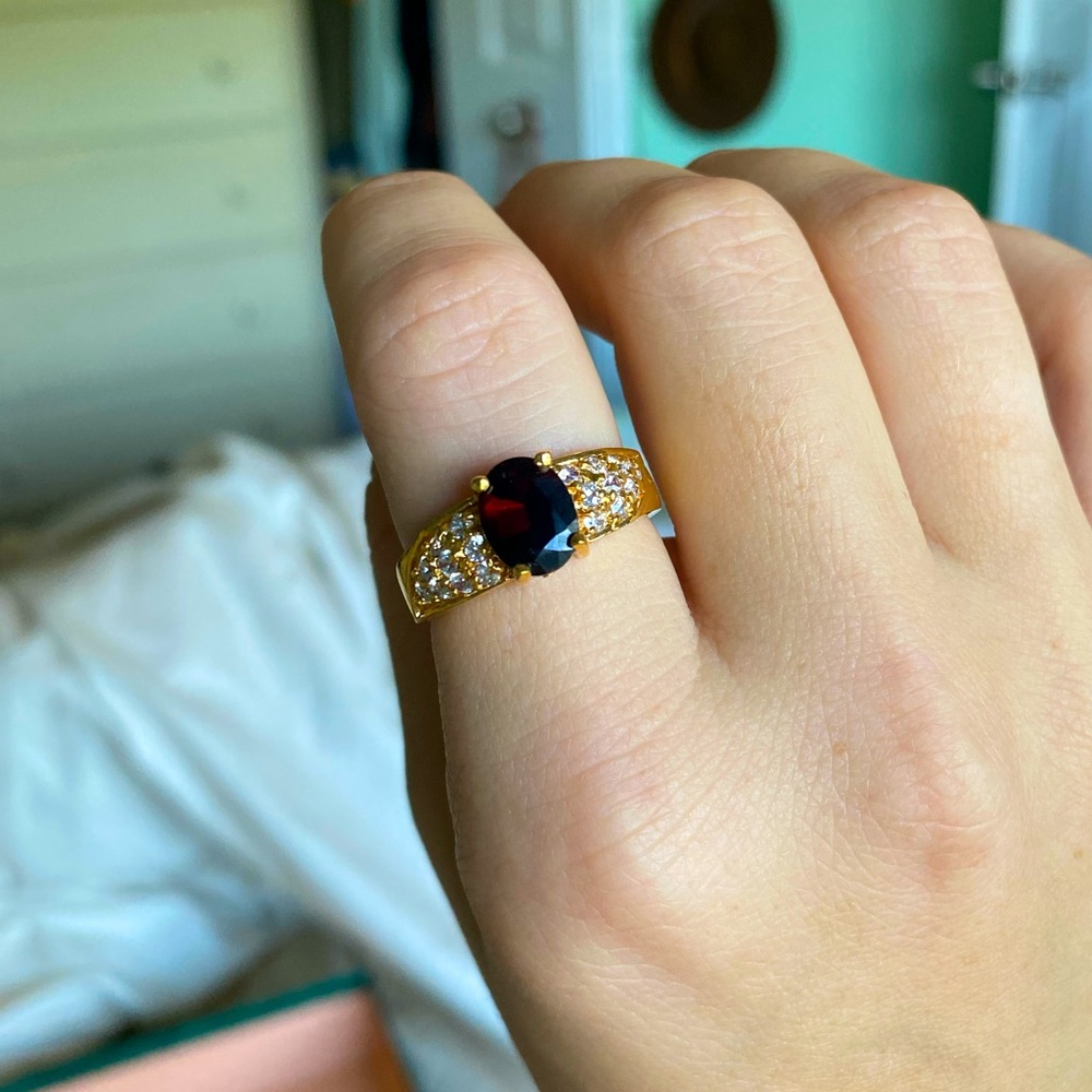 Vintage 14K gold plated ruby ring